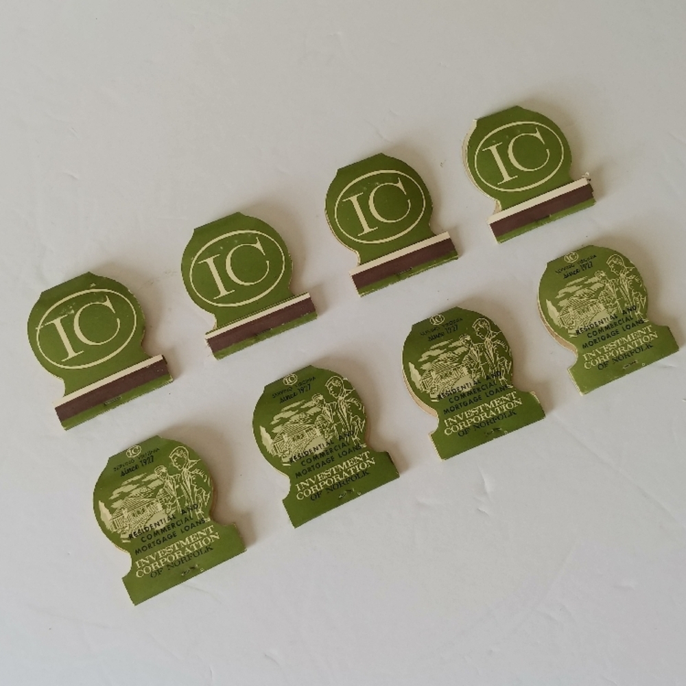 Vintage Matches Matchbooks Investment Corporation of Norfolk - Set of 6